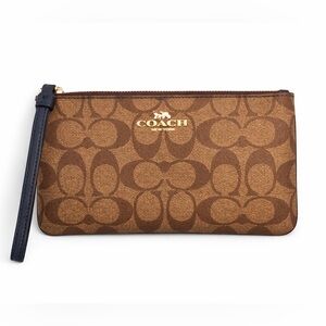 COACH D2096 Tan Signature CC Wristlet Wallet